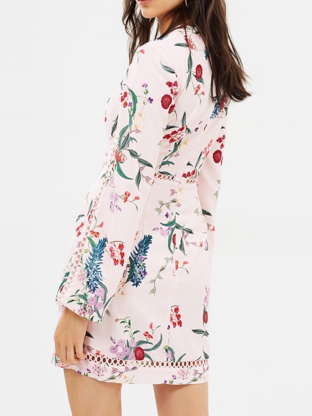 Keepsake The Label‎ Floral Bell Sleeve Shift Mini Dress Pink Romantic Wedding - Picture 2 of 14